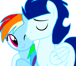 Size: 830x720 | Tagged: safe, artist:mlplary6, character:rainbow dash, character:soarin', species:pony, ship:soarindash, female, hug, kiss on the cheek, kissing, male, shipping, straight