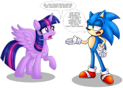 Size: 1702x1219 | Tagged: safe, artist:kimmyartmlp, character:sonic the hedgehog, character:twilight sparkle, character:twilight sparkle (alicorn), species:alicorn, species:pony, crossover, remake, sonic the hedgehog (series)