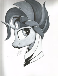 Size: 2550x3300 | Tagged: safe, artist:sigilponies, character:hoo'far, species:pony, bust, grayscale, ink drawing, male, monochrome, portrait, solo, traditional art