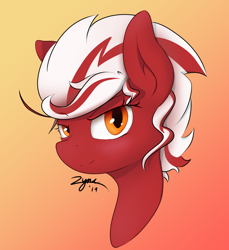 Size: 1410x1537 | Tagged: safe, artist:zyncrus, oc, oc only, oc:phoenix, species:pegasus, species:pony, bust, female, mare, pegasus oc, simple background