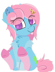 Size: 1020x1312 | Tagged: safe, artist:rhythmpixel, oc, oc only, species:earth pony, species:pony, clothing, eye clipping through hair, female, food, mare, meat, pepperoni, pepperoni pizza, pizza, simple background, sitting, socks, solo, tongue out, transparent background