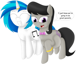 Size: 2100x1762 | Tagged: safe, artist:girlsvoreboys, character:dj pon-3, character:octavia melody, character:vinyl scratch, species:pony, ship:scratchtavia, excitement, female, lesbian, pregnant, ring, shipping, wedding ring