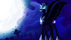 Size: 1920x1080 | Tagged: safe, artist:jphyperx, character:nightmare moon, character:princess luna, species:alicorn, species:pony, female, mare, solo