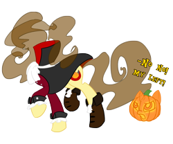 Size: 1200x1000 | Tagged: safe, artist:piichu-pi, oc, oc only, oc:eclair, species:pony, species:unicorn, boots, cape, clothing, female, headless, headless horse, headless horseman, mare, pumpkin head, shoes, simple background, solo, transparent background