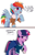 Size: 1702x2701 | Tagged: safe, artist:stuwor-art, character:rainbow dash, character:twilight sparkle, character:twilight sparkle (alicorn), species:alicorn, species:pegasus, species:pony, ship:twidash, g4, blushing, bomber jacket, clothing, dialogue, female, gay marriage, hoof shoes, jacket, lesbian, mare, married couple, one hoof raised, parks and rec (show), parks and recreation, rainbow dork, raised hoof, reference, robe, shipping, shirt, speech bubble, text