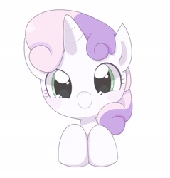 Size: 2404x2514 | Tagged: safe, artist:ginmaruxx, character:sweetie belle, species:pony, species:unicorn, bust, cute, diasweetes, female, filly, high res, looking at you, pixiv, portrait, simple background, smiling, solo, white background