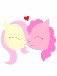 Size: 2448x3264 | Tagged: safe, artist:volcanicdash, character:fluttershy, character:pinkie pie, species:pony, ship:flutterpie, eyes closed, female, heart, lesbian, nuzzling, shipping, simple, simple background, transparent background