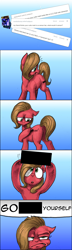 Size: 1152x4000 | Tagged: safe, artist:erudier, oc, oc:pun, species:earth pony, species:pony, ask pun, ask, censor bar, censored, female, mare, solo