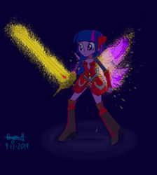Size: 2117x2362 | Tagged: safe, artist:wvdr220dr, character:twilight sparkle, my little pony:equestria girls, games, magic, sword, sword of chaos, weapon