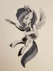 Size: 774x1032 | Tagged: safe, artist:sigilponies, oc, oc:prince whateverer, species:pegasus, species:pony, inktober, electric guitar, guitar, inktober 2019, musical instrument, solo, traditional art