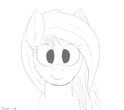 Size: 1800x1600 | Tagged: safe, artist:kalashnikitty, oc, oc:flugel, species:pony, black and white, female, front view, grayscale, looking at you, mare, monochrome, sketch, solo