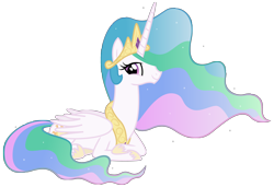 Size: 1082x739 | Tagged: safe, artist:goldenmercurydragon, character:princess celestia, species:alicorn, species:pony, crown, cute, cutelestia, ethereal mane, female, hoof shoes, jewelry, looking at you, mare, prone, regalia, simple background, smiling, solo, transparent background, vector