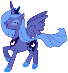Size: 2492x2635 | Tagged: safe, artist:goldenmercurydragon, character:princess luna, species:alicorn, species:pony, crown, cute, eyes closed, female, happy, high res, hoof shoes, jewelry, lunabetes, mare, open mouth, regalia, s1 luna, simple background, smiling, solo, transparent background, vector, wings