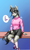 Size: 1400x2300 | Tagged: safe, artist:zachc, character:octavia melody, species:anthro, species:earth pony, species:plantigrade anthro, g4, clothing, colored eyebrows, dialogue, eyebrows, female, gradient background, looking sideways, mare, shirt, shoes, shorts, signature, simple background, sitting, sneakers, socks, solo, speech bubble, text, treble clef