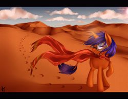 Size: 5000x3867 | Tagged: safe, artist:vardastouch, oc, oc only, oc:starlight sands, species:pony, species:unicorn, clothing, desert, glasses, scarf, solo