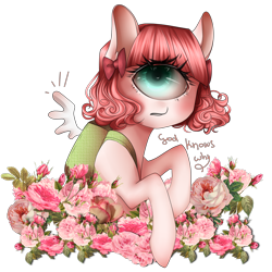 Size: 1024x1024 | Tagged: safe, artist:vardastouch, oc, oc only, species:pony, backpack, cyclops, cyclops pony, flower, one eyed, solo
