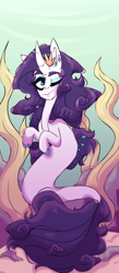Size: 2480x5693 | Tagged: safe, artist:paradiseskeletons, character:rarity, species:seapony (g4), female, one eye closed, redraw, seaponified, seapony rarity, solo, species swap, underwater, wink