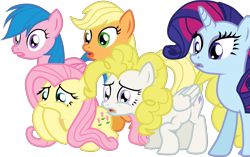 Size: 2775x1747 | Tagged: safe, artist:luuandherdraws, character:applejack (g1), character:firefly, character:posey, character:sparkler (g1), character:surprise, g1, g1 to g4, generation leap, simple background, transparent background, vector