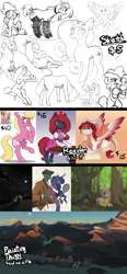 Size: 1600x3445 | Tagged: safe, artist:redruin01, character:fluttershy, character:lily, character:lily valley, character:pinkie pie, character:princess luna, character:spike, character:twilight sparkle, oc, oc:anon, oc:jessi-ka, species:alicorn, species:earth pony, species:human, species:pegasus, species:pony, advertisement, commission info, lineart, painting