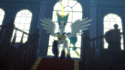 Size: 1920x1080 | Tagged: safe, artist:feuerrader-nmm, character:princess celestia, species:pony, 3d, evil celestia, female, solo, staircase