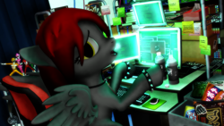Size: 1920x1080 | Tagged: safe, artist:feuerrader-nmm, oc, species:pegasus, species:pony, 3d, computer, female, laptop computer, mare, solo