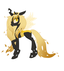 Size: 1800x2000 | Tagged: safe, artist:piichu-pi, oc, oc only, oc:aurelia, species:changeling, changeling oc, changeling queen, changeling queen oc, female, simple background, solo, transparent background, yellow changeling