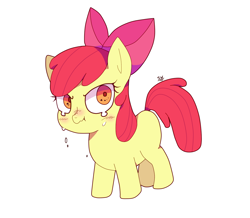 Size: 1402x1225 | Tagged: safe, artist:stuwor-art, character:apple bloom, species:earth pony, species:pony, adorabloom, blank flank, blushing, colored pupils, crying, cute, female, simple background, solo, tears of anger, white background