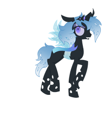 Size: 1800x2000 | Tagged: safe, artist:piichu-pi, oc, oc only, oc:tundra, species:changeling, blue changeling, changeling queen, changeling queen oc, female, simple background, solo, transparent background, tundra