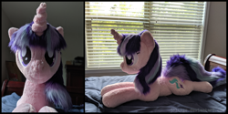 Size: 3000x1500 | Tagged: safe, artist:joltage, character:starlight glimmer, species:pony, species:unicorn, bed, irl, photo, plushie, solo