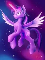Size: 1920x2560 | Tagged: safe, artist:fluffyrescent, artist:lostdreamm, character:twilight sparkle, character:twilight sparkle (alicorn), species:alicorn, species:pony, 2d to 3d, 3d, blender, female, magic, magic aura, solo