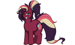 Size: 2000x1200 | Tagged: safe, artist:poneboning, oc, oc only, oc:lovetap, species:pony, species:unicorn, 2020 community collab, derpibooru community collaboration, female, mare, one eye closed, simple background, solo, transparent background, wink