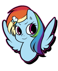 Size: 480x590 | Tagged: safe, artist:ssenarrya, character:rainbow dash, species:pegasus, species:pony, bust, cute, cutie mark accessory, dashabetes, female, hair accessory, mare, portrait, simple background, solo, spread wings, transparent background, wings