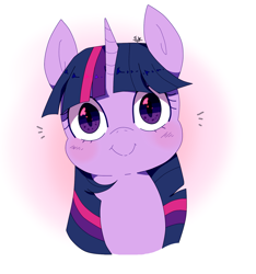 Size: 1402x1500 | Tagged: safe, artist:stuwor-art, character:twilight sparkle, species:pony, species:unicorn, blushing, bust, cute, female, looking at you, portrait, smiling, smiling at you, solo, twiabetes