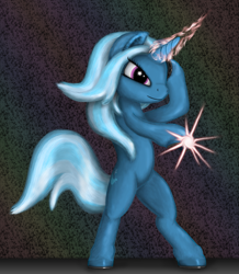 Size: 3591x4125 | Tagged: safe, artist:vladimir-olegovych, character:trixie, species:pony, species:unicorn, absurd file size, bipedal, female, glowing horn, horn, magic, solo