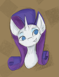 Size: 475x618 | Tagged: safe, artist:ratann, character:rarity, species:pony, species:unicorn, bust, colored sketch, female, no pupils, sketch, solo