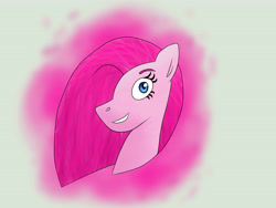 Size: 4608x3456 | Tagged: safe, artist:brendalobinha, character:pinkamena diane pie, character:pinkie pie, species:earth pony, species:pony, bust, creepy, creepy smile, female, gray background, looking at you, mare, nightmare fuel, paint tool sai, simple background, smiling, smiling at you