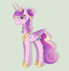 Size: 1200x1228 | Tagged: safe, artist:brendalobinha, character:princess cadance, species:alicorn, species:pony, alternate hairstyle, crown, cute, cutedance, female, gray background, jewelry, looking at you, mare, peytral, regalia, simple background, solo