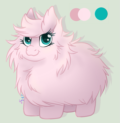 Size: 649x665 | Tagged: safe, artist:brendalobinha, oc, oc only, oc:fluffle puff, species:earth pony, species:pony, cheek fluff, chest fluff, cute, ear fluff, flufflebetes, fluffy, gray background, looking at you, ocbetes, reference sheet, simple background