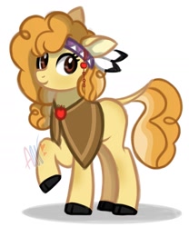 Size: 1661x1998 | Tagged: safe, artist:amgiwolf, oc, oc only, oc:sweet tart, parent:braeburn, parent:little strongheart, parents:braeheart, bisony, female, hybrid, interspecies offspring, offspring, simple background, solo, white background