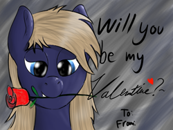 Size: 1600x1200 | Tagged: safe, artist:kalashnikitty, oc, species:pony, bedroom eyes, cute, flower, flower in mouth, holiday, male, mouth hold, rose, rose in mouth, stallion, valentine's day, valentine's day card