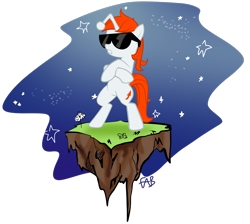 Size: 2587x2318 | Tagged: safe, artist:fabulouspony, oc, oc only, oc:karma, species:pony, species:unicorn, bipedal, cutie mark, dirt cube, female, mare, ponified, reddit, simple background, space, sunglasses, transparent background, upvote, vector