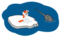 Size: 3155x1901 | Tagged: safe, artist:fabulouspony, oc, oc only, oc:karma, species:pony, species:unicorn, female, ice, mare, narwhal, ponified, reddit, simple background, solo, transparent background, vector, water