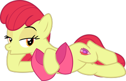 Size: 4306x2774 | Tagged: safe, artist:djdavid98 edits, artist:sollace, edit, editor:slayerbvc, character:apple bloom, species:earth pony, species:pony, episode:growing up is hard to do, g4, my little pony: friendship is magic, :o, adult, apple bloom's bow, bedroom eyes, bow, cropped, cute, cutie mark, draw me like one of your french girls, female, hair bow, lidded eyes, looking at you, lying down, mare, older, older apple bloom, on side, open mouth, simple background, solo, transparent background, vector, vector edit