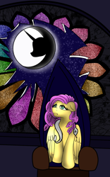 Size: 800x1280 | Tagged: safe, artist:lullabyjak, character:fluttershy, species:pegasus, species:pony, cover art, flutterdusa, gorgon pony, mare in the moon, moon, photo
