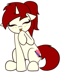 Size: 583x692 | Tagged: safe, artist:mrneo, part of a set, oc, oc:silver draw, species:pony, species:unicorn, :3, behaving like a cat, eyes closed, female, floppy ears, freckles, licking, mare, raised hoof, simple background, sitting, smiling, solo, tongue out, transparent background, ych result