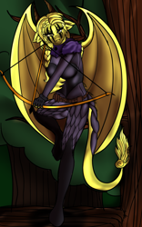 Size: 800x1280 | Tagged: safe, artist:lullabyjak, species:alicorn, species:anthro, species:dragon, species:pony, armor, arrow, bow (weapon), bow and arrow, clothing, hybrid, warpaint, weapon