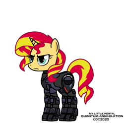 Size: 1024x1024 | Tagged: safe, artist:christiancerda, character:sunset shimmer, species:pony, species:unicorn, armor, my little portal, portal (valve), simple background, transparent background, vector