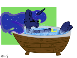 Size: 4000x3000 | Tagged: safe, artist:minty joy, artist:twistcable, character:princess luna, species:alicorn, species:pony, bath, bathtub, colored eyebrows, cute, eyebrows, eyebrows visible through hair, eyes closed, female, lunabetes, rubber duck, signature, solo