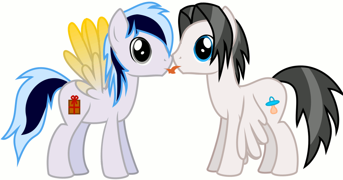 Size: 1119x589 | Tagged: safe, artist:n0m1, oc, oc only, oc:skyline, oc:stardust mach, animated, flapping, fluffle puffing, gay, licking, male, meme, poni licking poni, wingboner