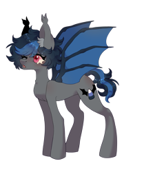 Size: 1554x1856 | Tagged: safe, artist:rymdsten, oc, oc only, oc:lua, species:bat pony, species:pony, bat pony oc, bat wings, female, mare, simple background, solo, transparent background, wings